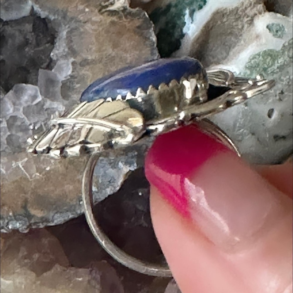 Lapis Statement Sterling Silver Southwestern Ring - image 5